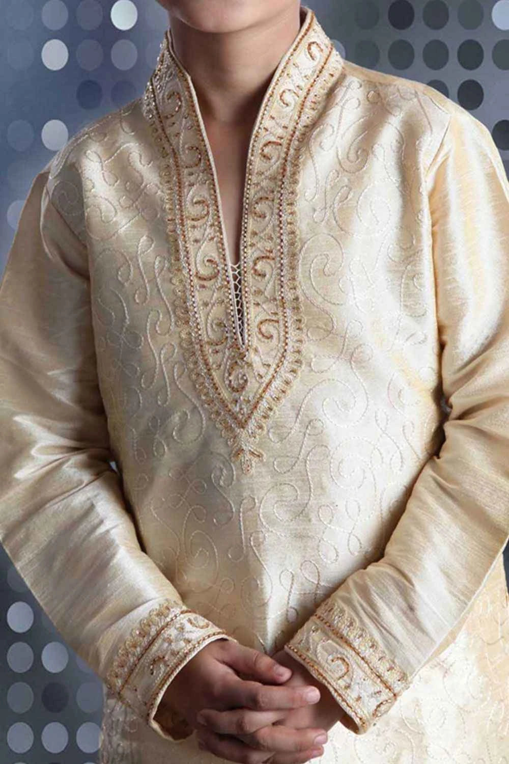 Gold Art Dupion Boys Kurta Pajama (NKK-244)