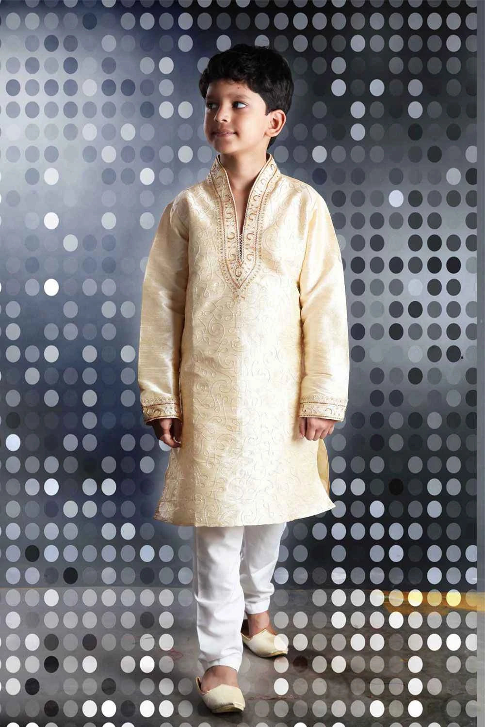 Gold Art Dupion Boys Kurta Pajama (NKK-244)