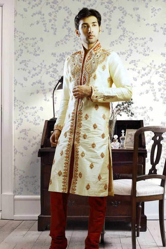 Gold Art Dupion Designer Kurta Pajama (NMK-1026)