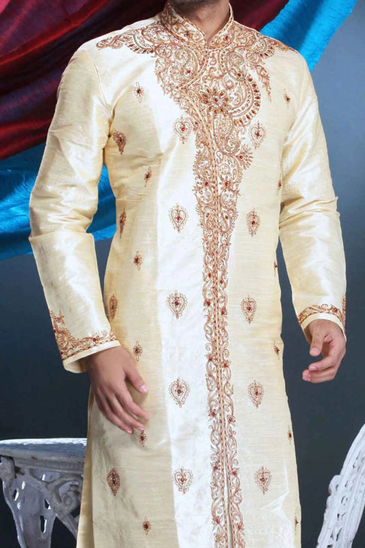 Gold Art Dupion Mens Kurta Pajama (NMK-1580)