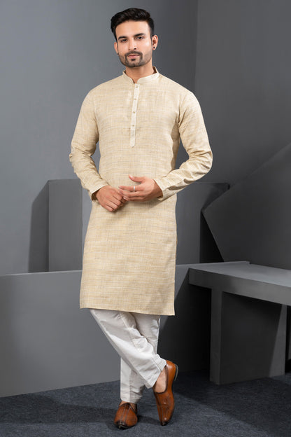 Gold Cotton Kurta Pajama (NMK-8723) - Nihal Fashions