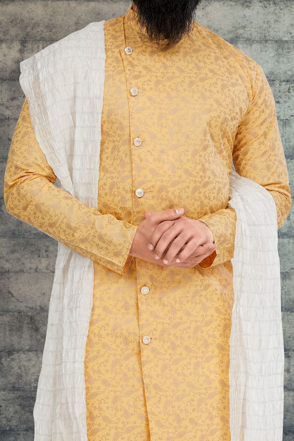 Gold Cotton Silk Indo Western (NMK-6786) - Nihal Fashions