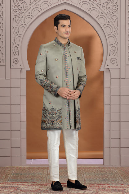 Green Art Silk 3 piece Indo Western (NMK-8629) - Nihal Fashions