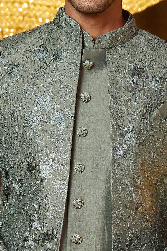 Green Art Silk Indo Western (NMK-8263) - Nihal Fashions