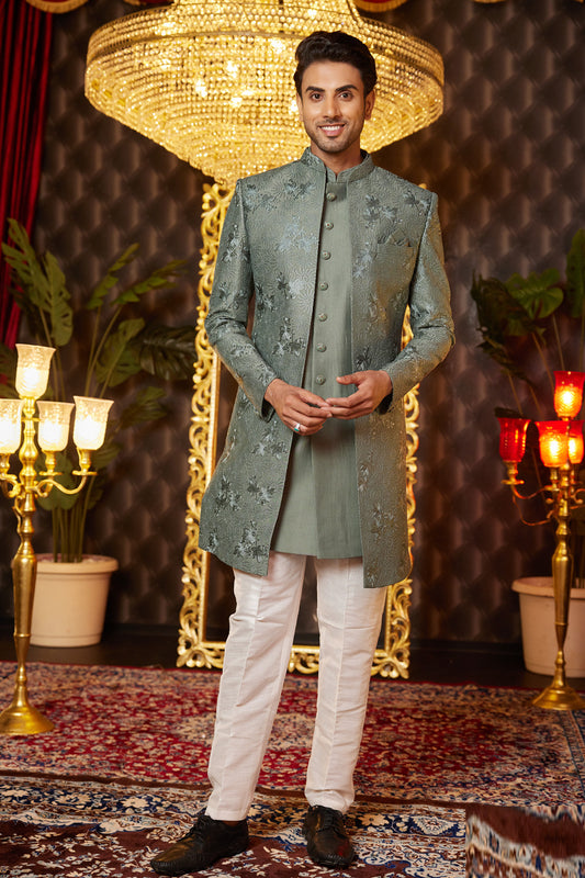 Green Art Silk Indo Western (NMK-8263) - Nihal Fashions