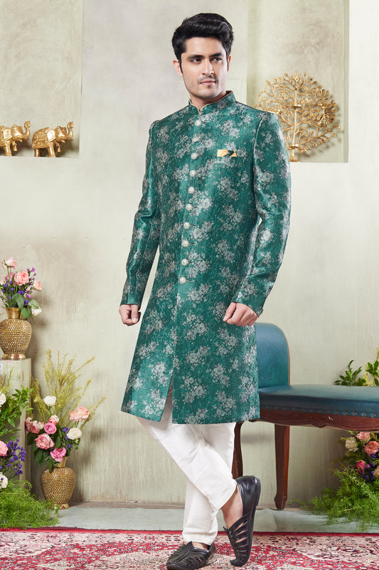 Green Art Silk Indo Western (NMK-8427) - Nihal Fashions