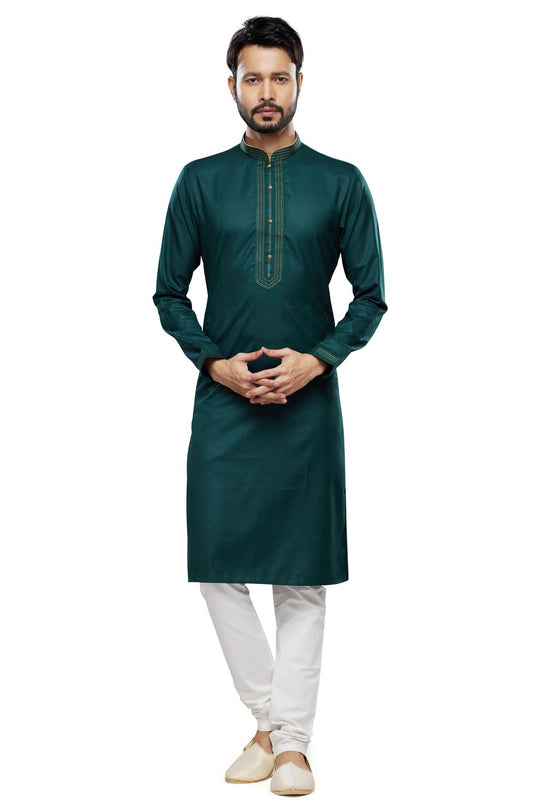 Green Art Silk Kurta Pajama (NMK-7496) - Nihal Fashions