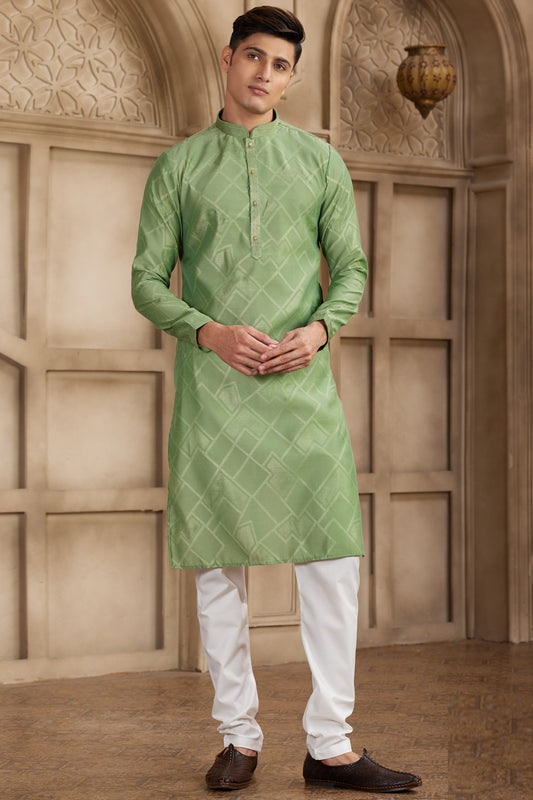 Green Art Silk Kurta Pajama (NMK-8572) - Nihal Fashions