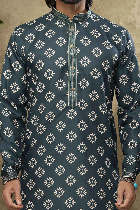 Green Cotton Casual Kurta Pajama (NMK-6130)