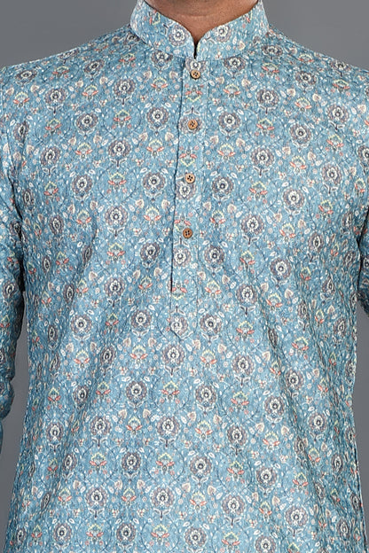 Green Cotton Casual Kurta Pajama (NMK-8143) - Nihal Fashions