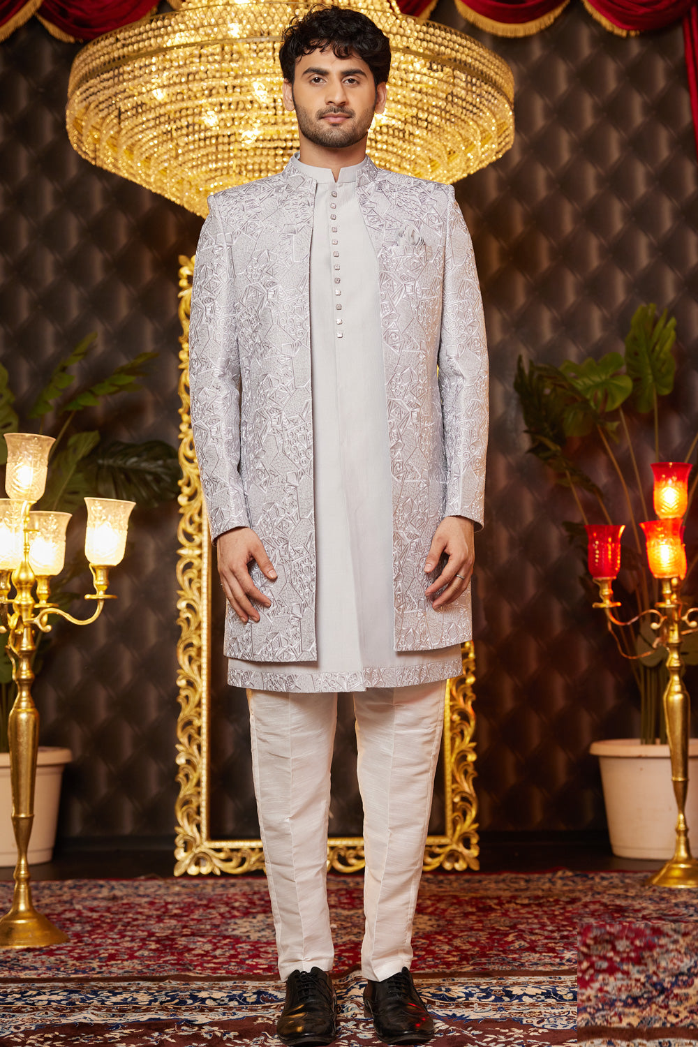 Grey Art Silk Indo Western for Men (NMK-8252) - Nihal Fashions