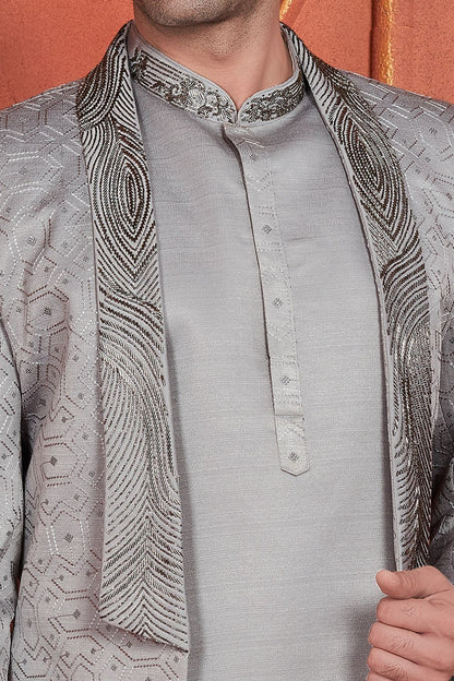 Grey Art Silk Indo Western (NMK-7677) - Nihal Fashions