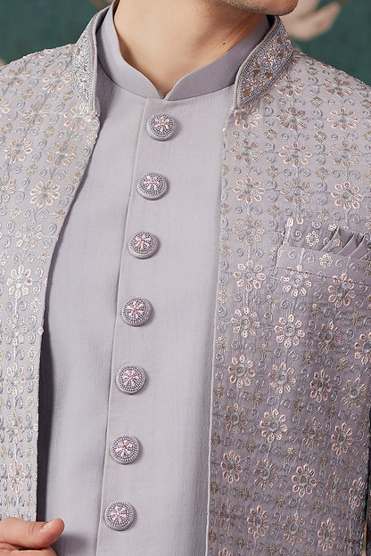 Grey Art Silk Indo Western (NMK-8247) - Nihal Fashions