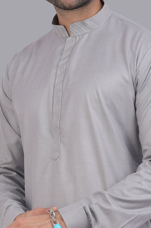 Grey Art Silk Mens Kurta Pajama (NMK-7512) - Nihal Fashions
