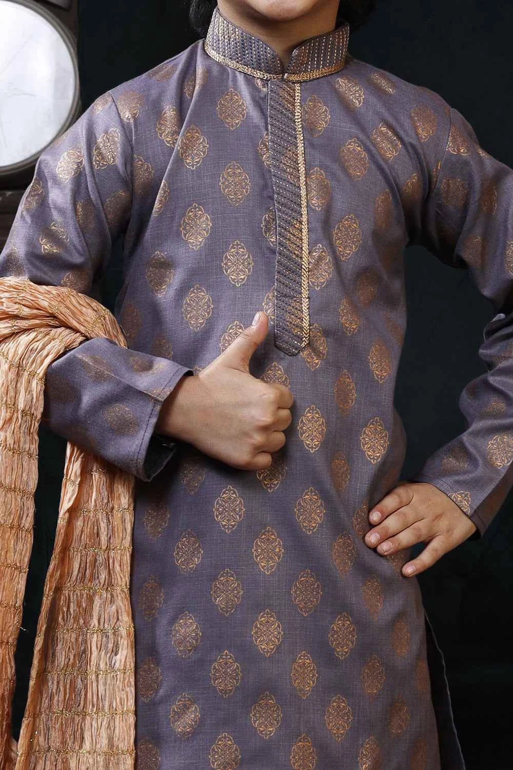 Grey Cotton Boys Kurta Pajama (NKK-757)
