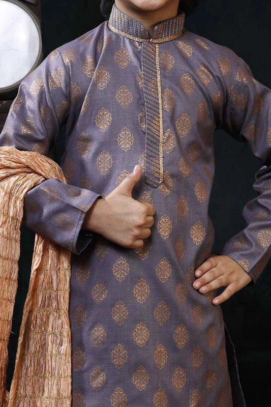Grey Cotton Boys Kurta Pajama (NKK-757)