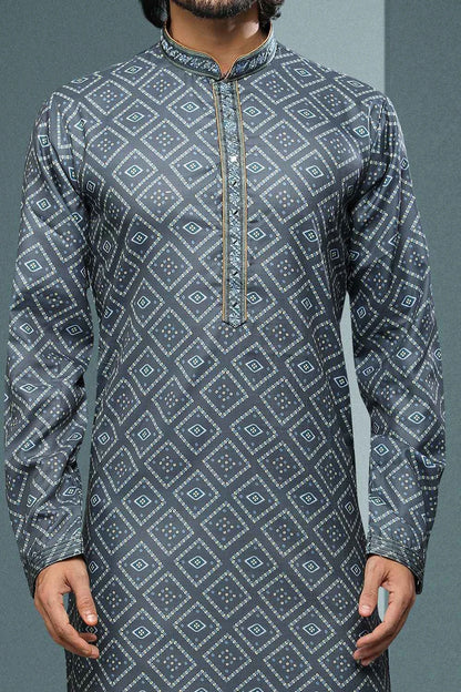 Grey Cotton Casual Kurta Pajama (NMK-6212)
