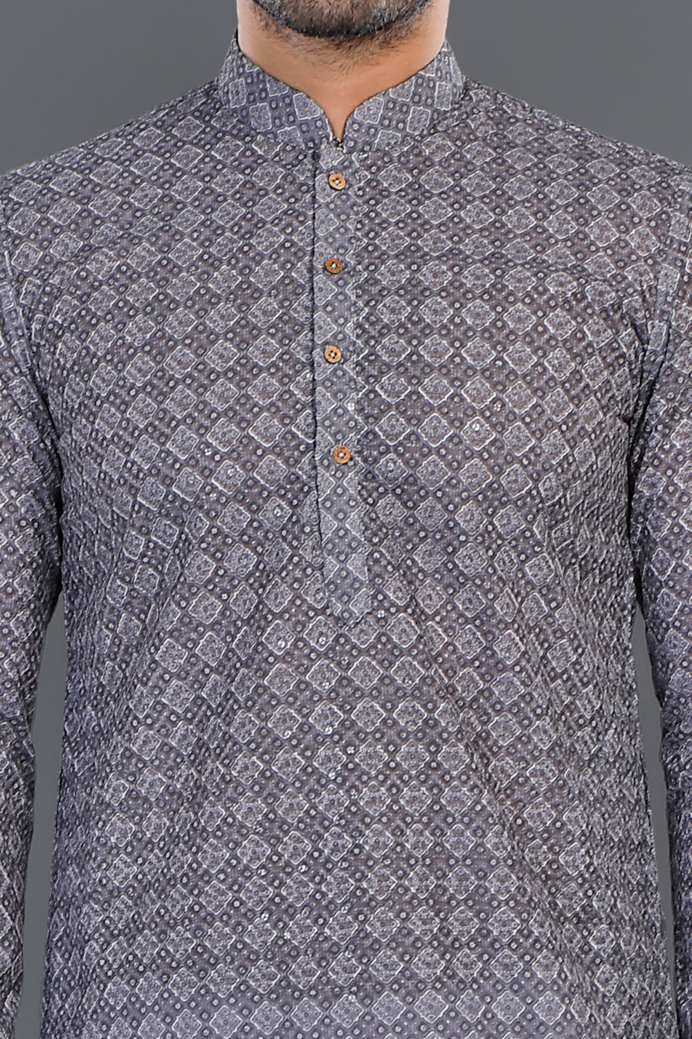Grey Cotton Kurta Pajama for Men (NMK-8139) - Nihal Fashions