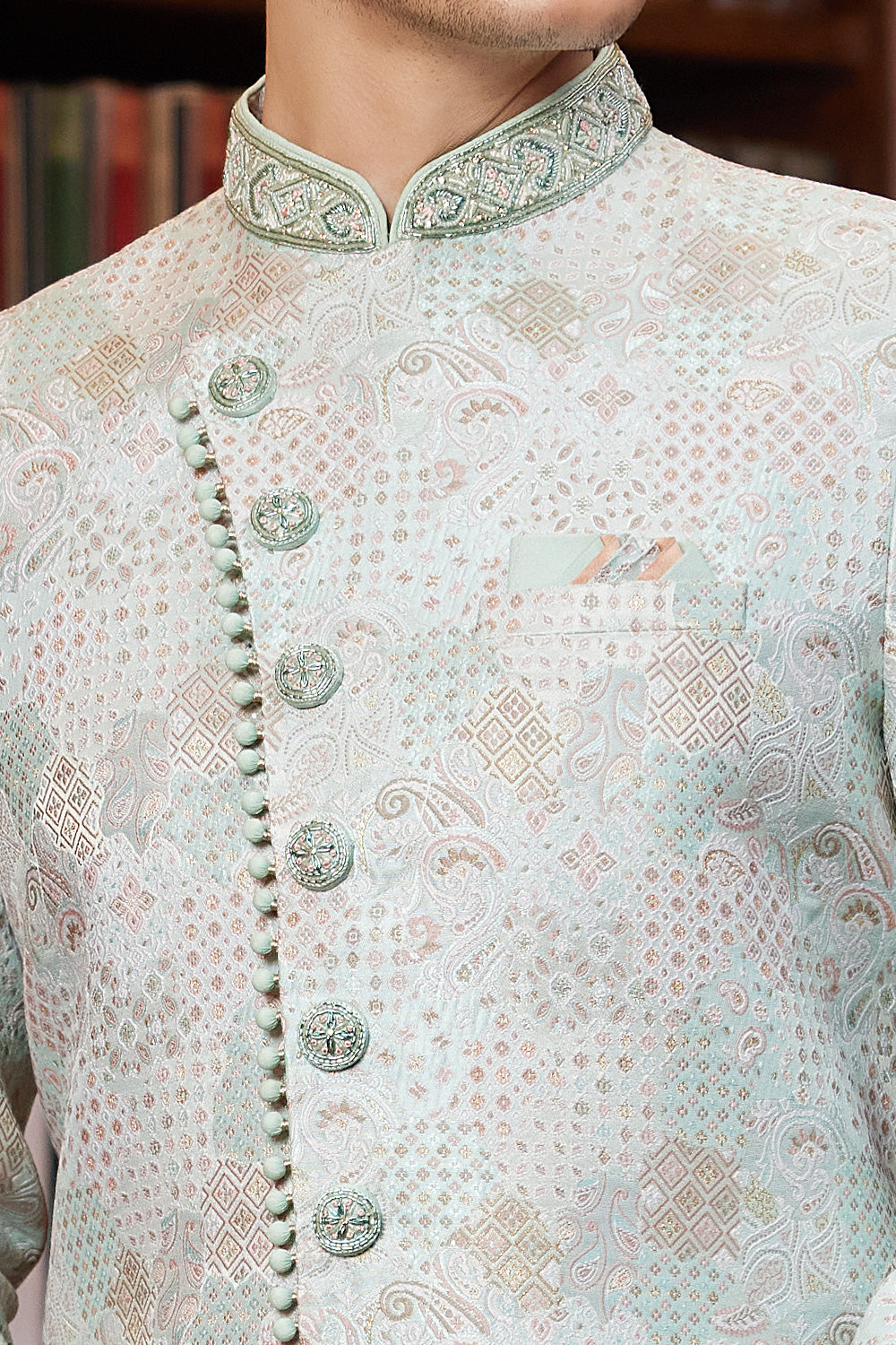 Grey Imported Jaquard Silk Indo Western (NMK-8292) - Nihal Fashions
