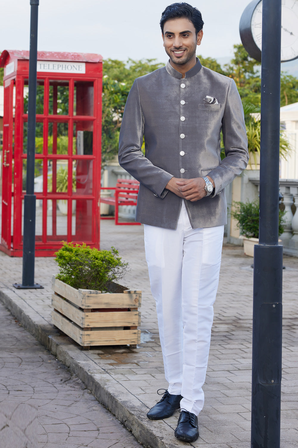 Grey Velvet Jodhpuri (NMK-8225) - Nihal Fashions