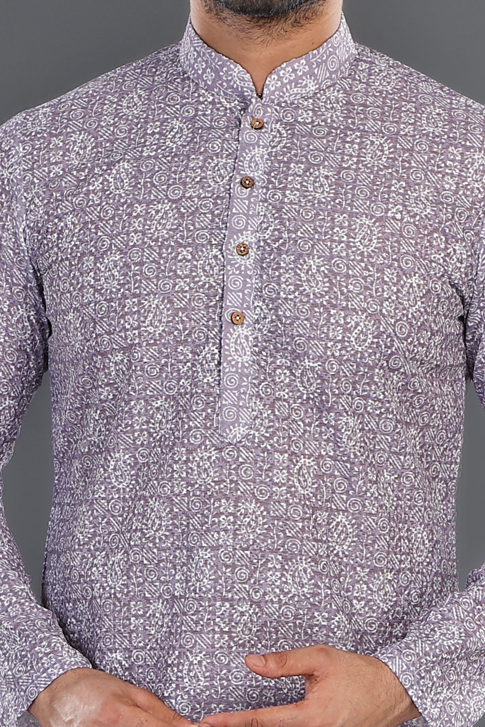Lavender Cotton Kurta Pajama (NMK-8140) - Nihal Fashions
