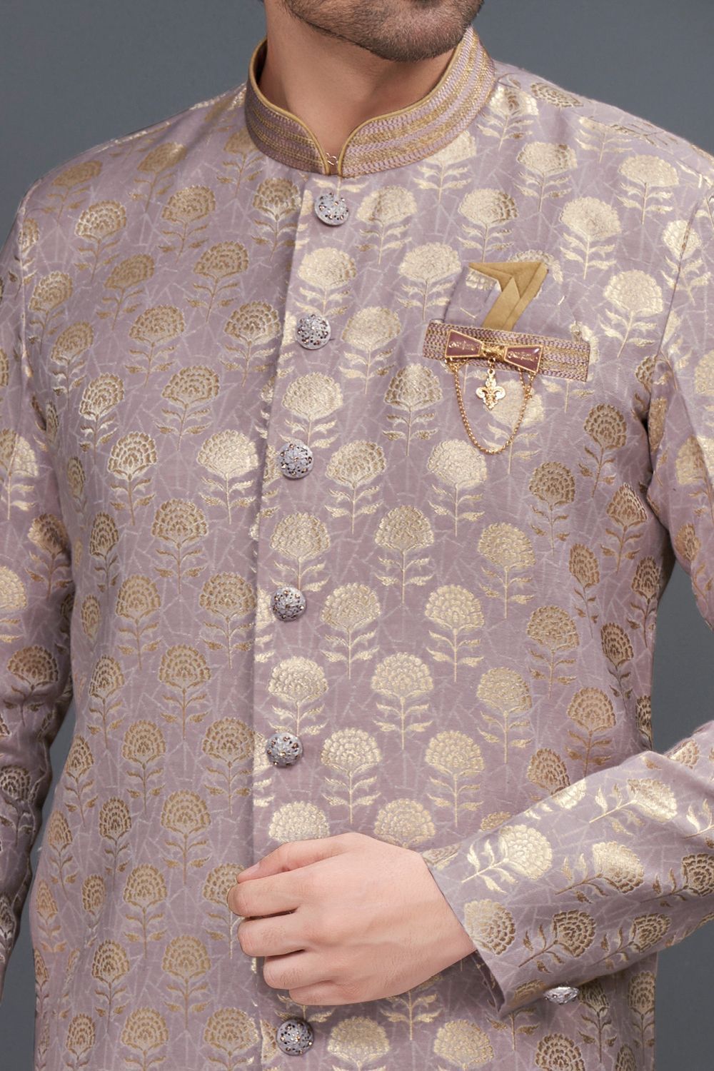 Lavender Jaquard Indo Western (NMK-7335) - Nihal Fashions