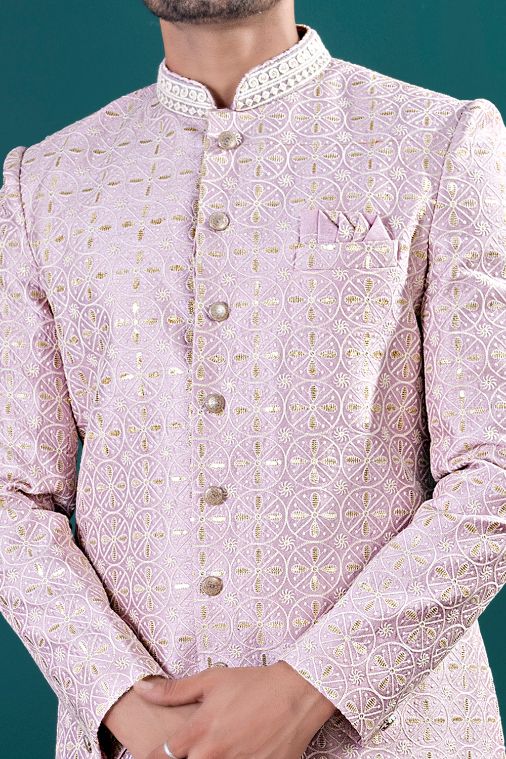 Lavender Lucknowi Indo Western (NMK-8450) - Nihal Fashions