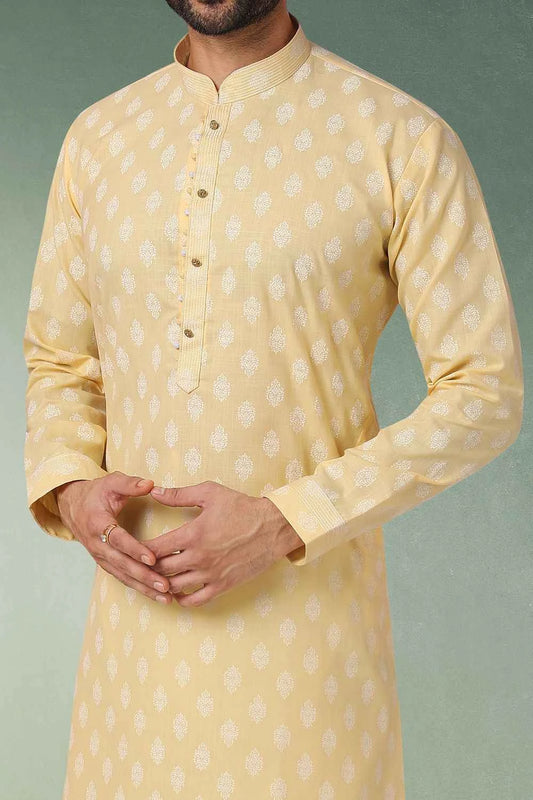 Lemon Cotton Kurta Pajama (NMK-5750)