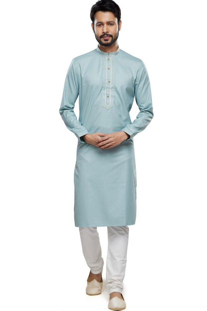 Light Blue Art Silk Kurta Pajama (NMK-7492) - Nihal Fashions