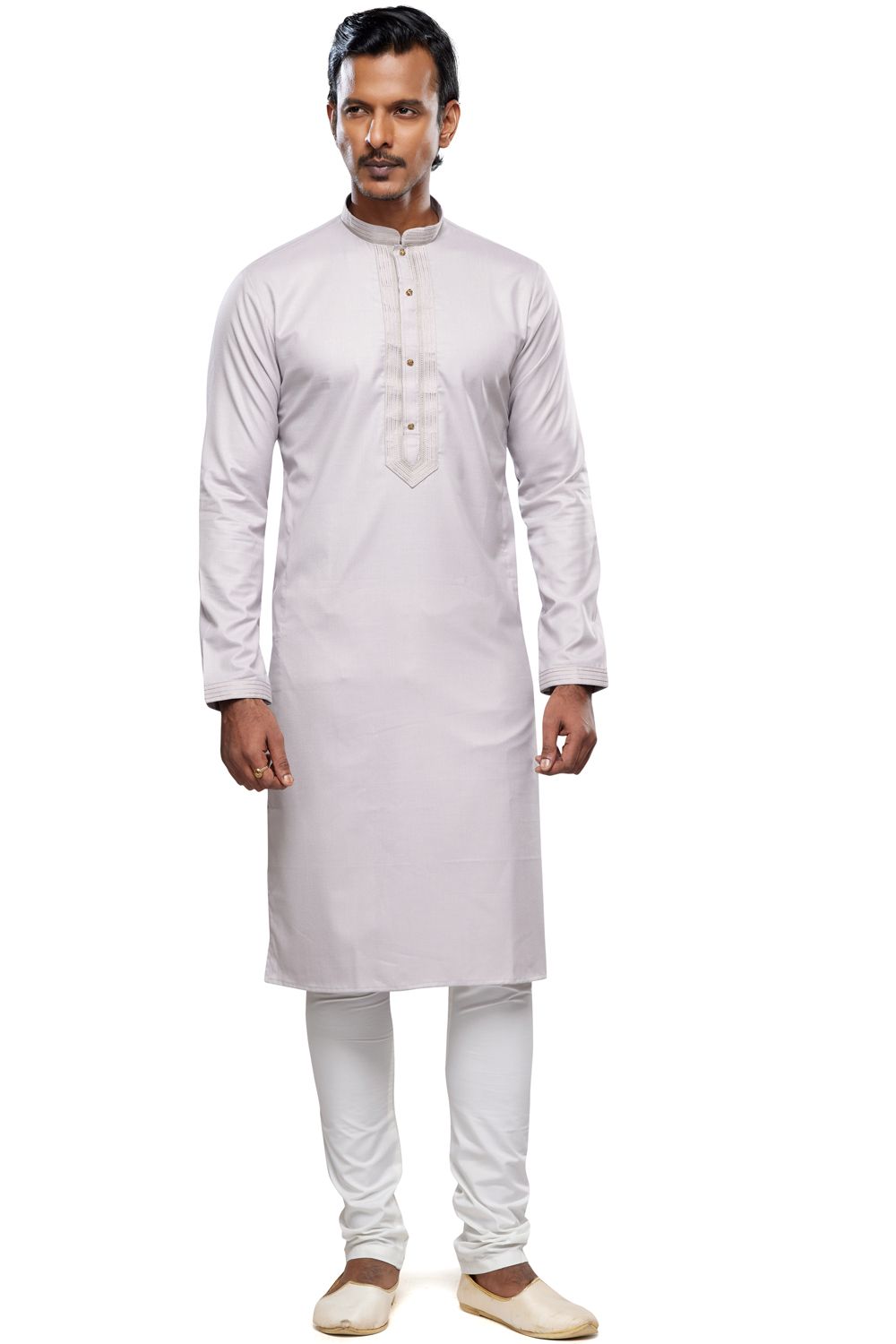 Light Grey Art Silk Kurta Pajama (NMK-7491) - Nihal Fashions