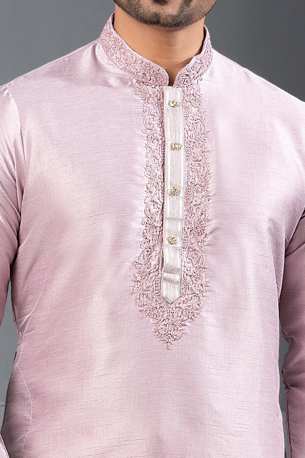 Light Lavender Banglori Silk Kurta Pajama (NMK-8733) - Nihal Fashions