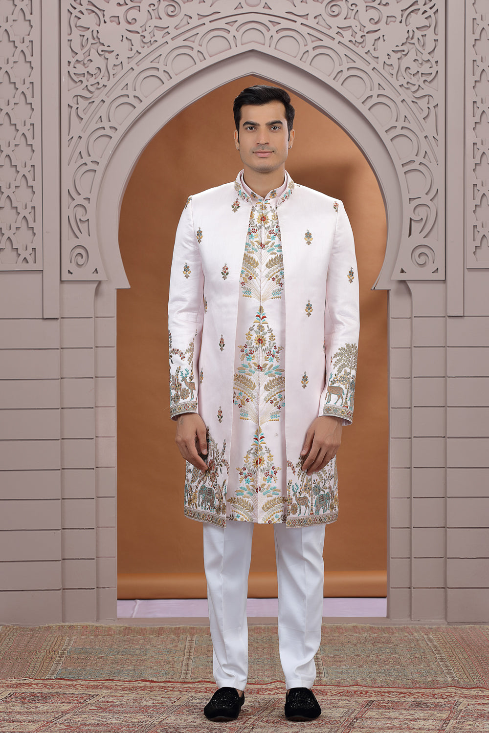 Light Pink Art Silk 3 piece Indo Western (NMK-8622) - Nihal Fashions