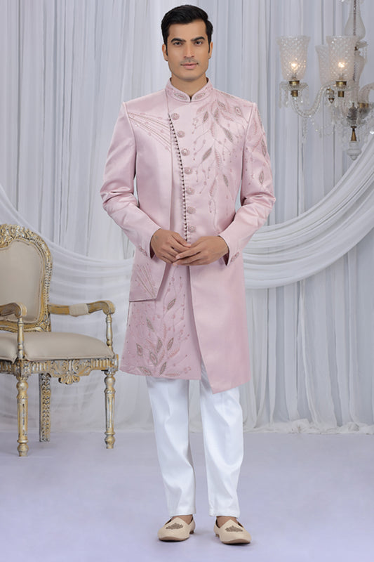 Light Pink Art Silk Indo Western (NMK-8677) - Nihal Fashions