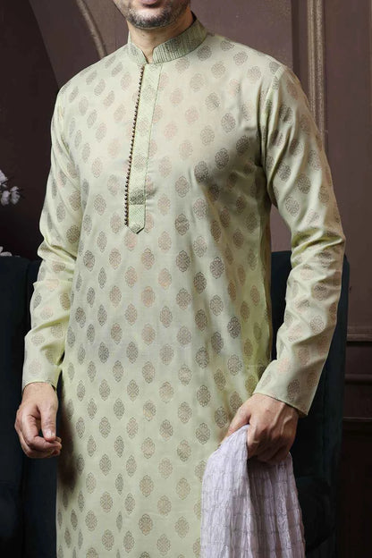 Light Pista Silk Kurta Pyjama (NMK-6062)