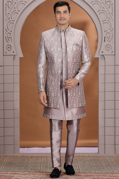 Light Purple Art Silk 3 piece Indo Western (NMK-8634) - Nihal Fashions