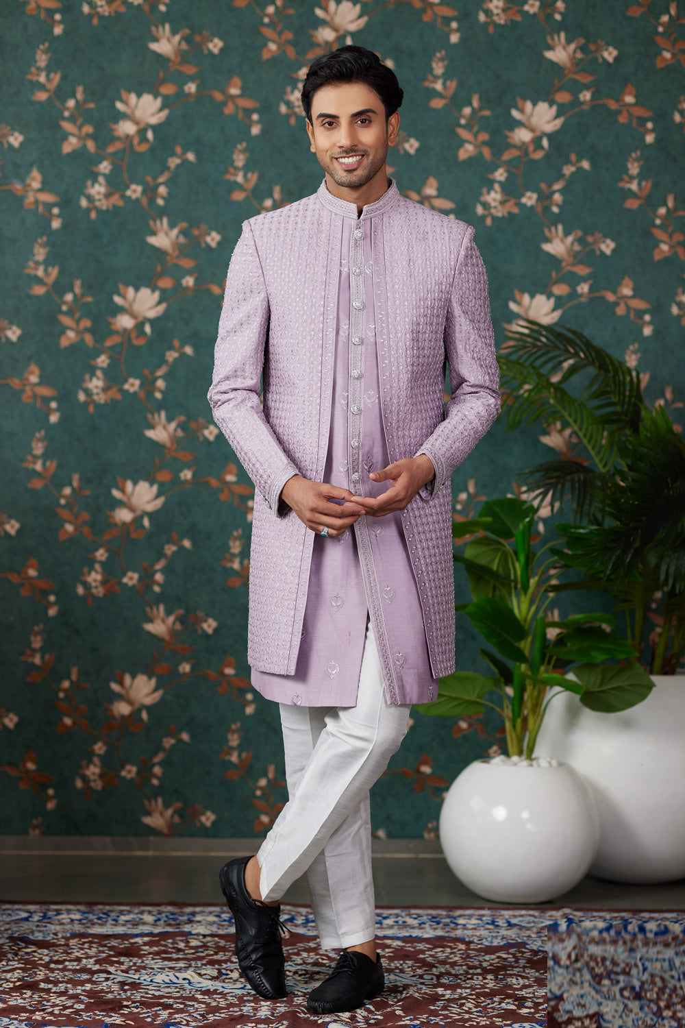 Light Purple Art Silk Indo Western (NMK-8245) - Nihal Fashions