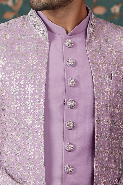 Light Purple Art Silk Indo Western (NMK-8248) - Nihal Fashions