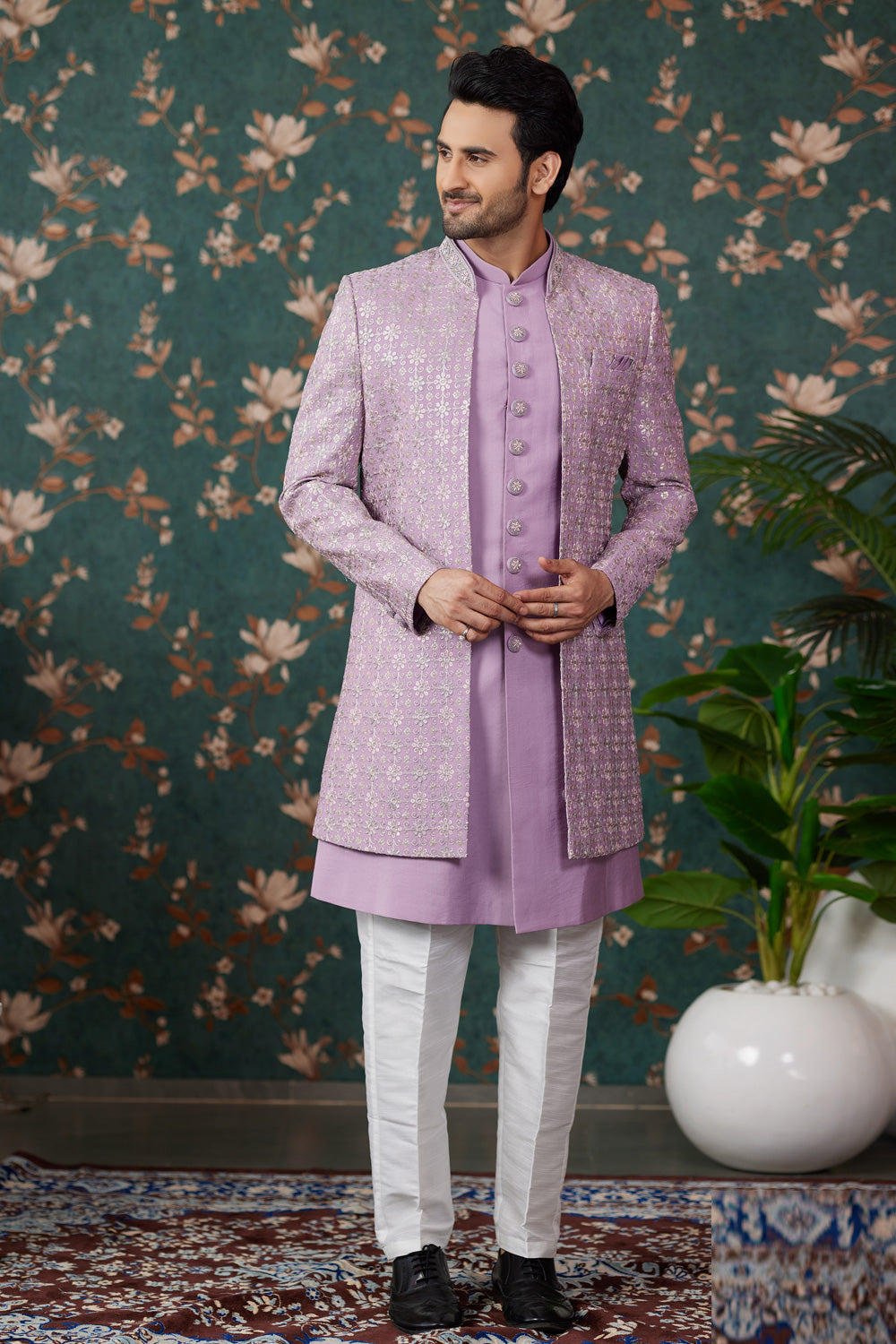Light Purple Art Silk Indo Western (NMK-8248) - Nihal Fashions