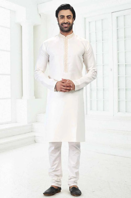 Linen Cotton Cream Kurta Pajama for Men (NMK-6648)