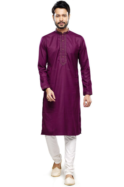 Magenta Art Silk Kurta Pajama (NMK-7490) - Nihal Fashions