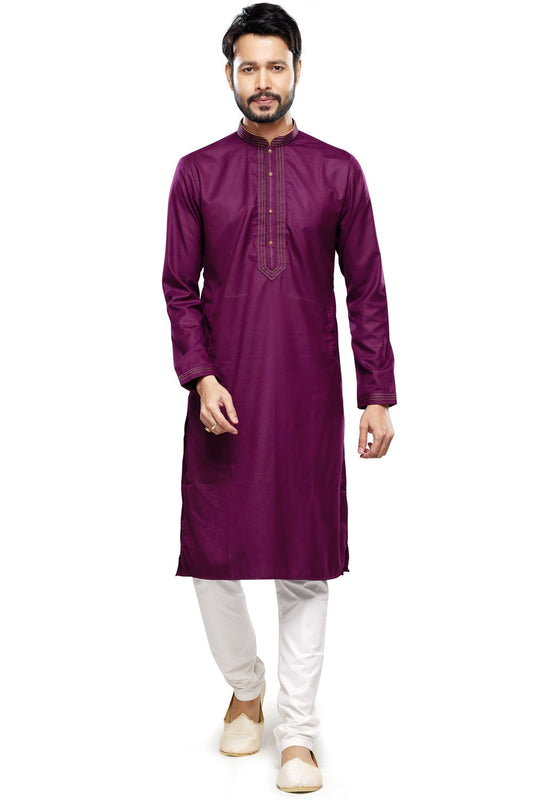 Magenta Art Silk Kurta Pajama (NMK-7490) - Nihal Fashions
