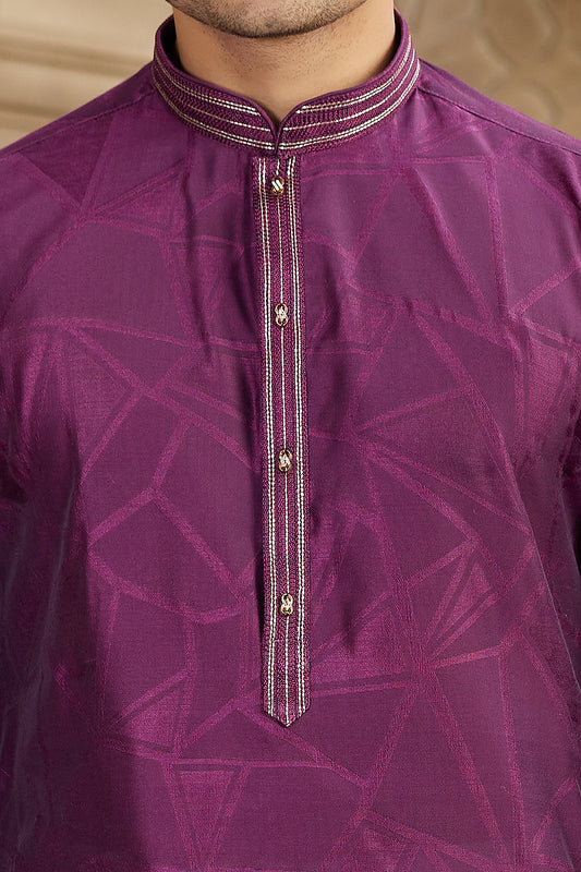 Magenta Art Silk Kurta Pajama (NMK-8576) - Nihal Fashions