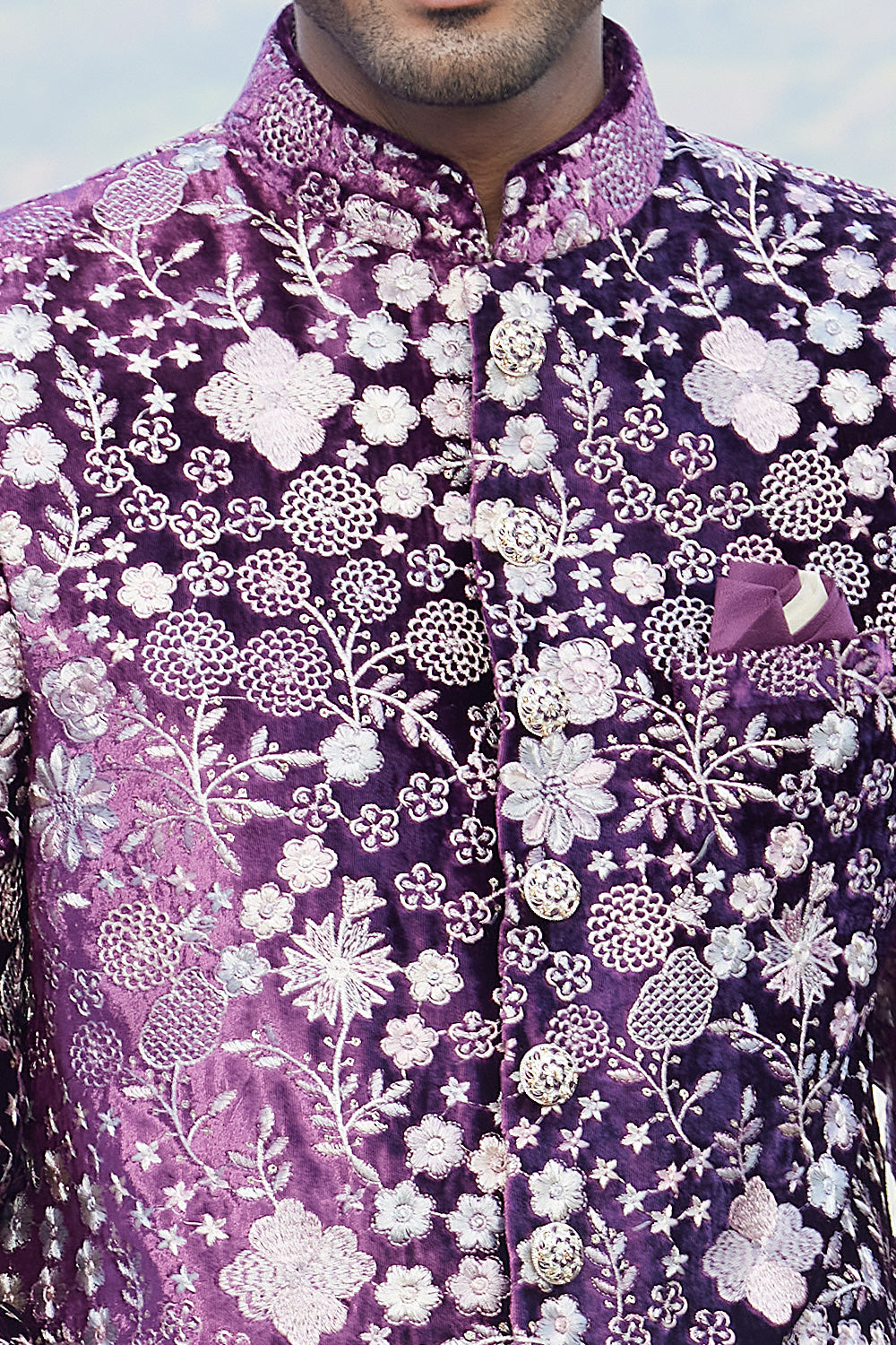 Magenta Velvet Indo Western (NMK-8213) - Nihal Fashions