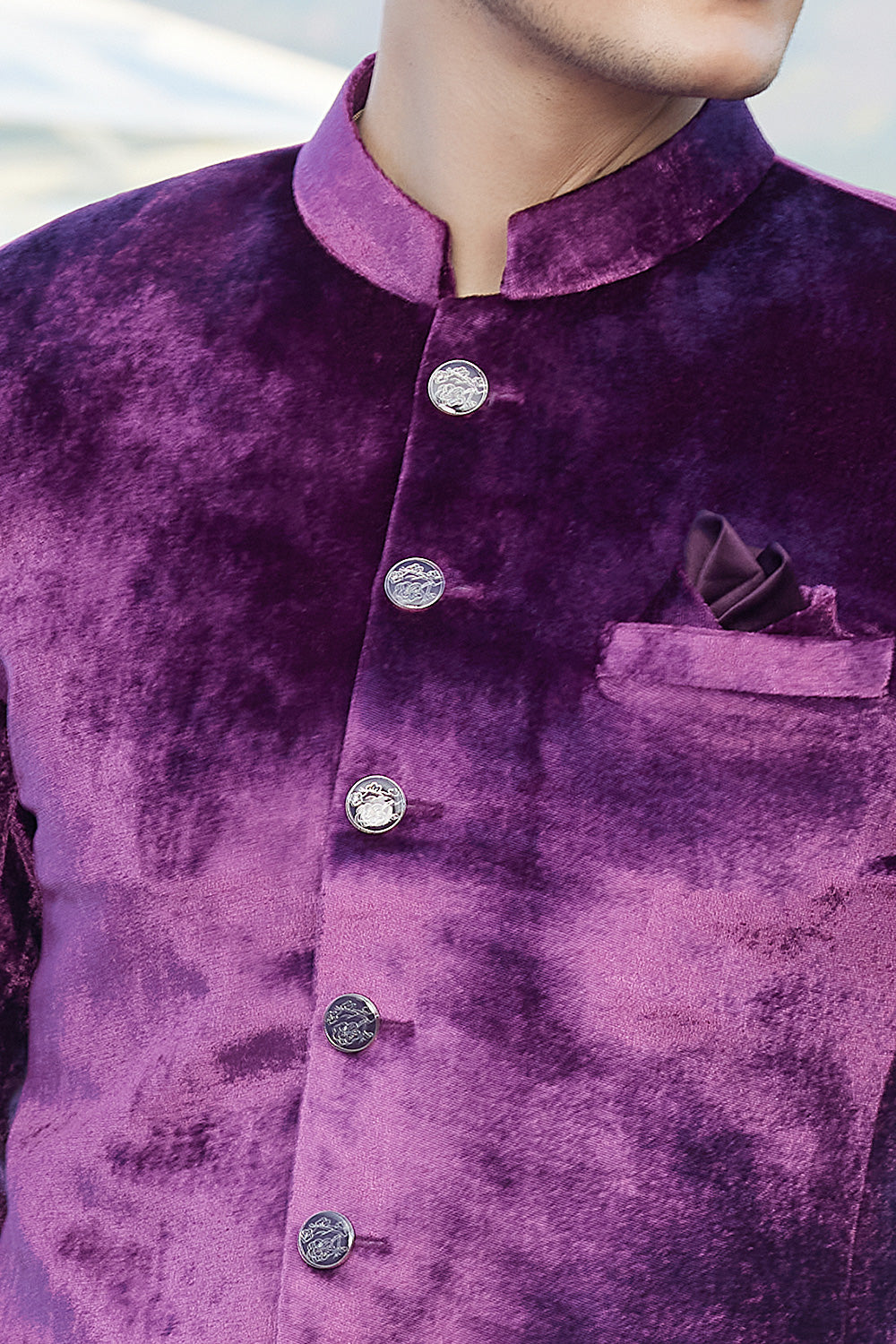 Magenta Velvet Jodhpuri (NMK-8229) - Nihal Fashions