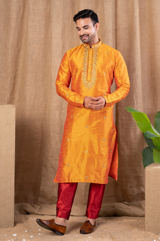Mango Art Silk Kurta Pajama (NMK-8514) - Nihal Fashions