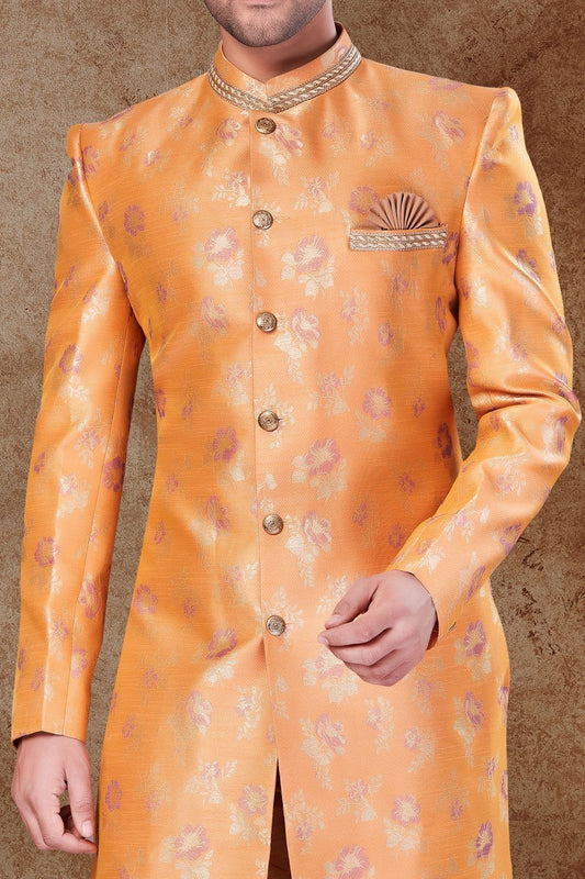 Mango Jaquard Mens Sherwani (NMK-6770) - Nihal Fashions