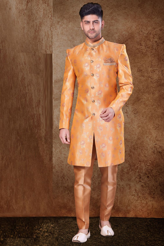 Mango Jaquard Mens Sherwani (NMK-6770) - Nihal Fashions