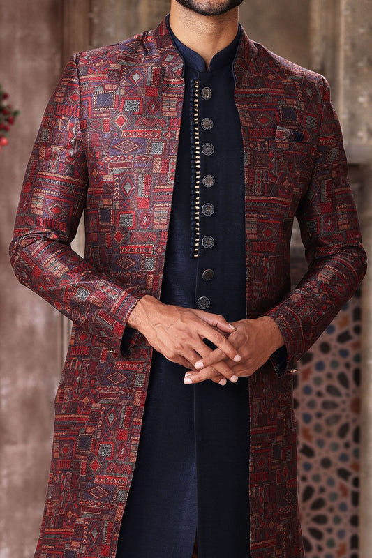 Maroon Art Silk Indo Western (NMK-6854) - Nihal Fashions