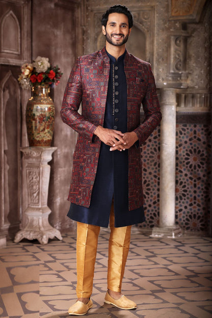 Maroon Art Silk Indo Western (NMK-6854) - Nihal Fashions
