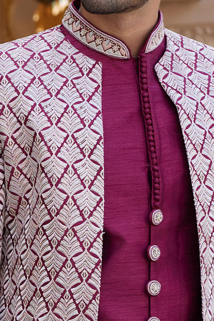 Maroon Art Silk Indo Western (NMK-8204) - Nihal Fashions